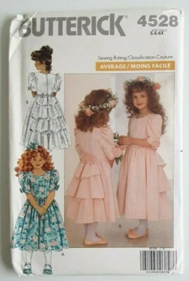 BUTTERICK #4528 TODDLER GIRLS SIZES 5-6-6X DRESS PATTERN UNCUT FLOWER GIRL PARTY - Image 1 of 3