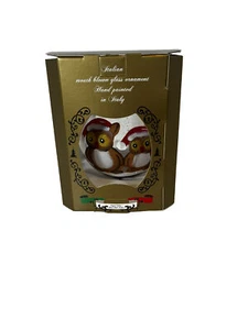 Bellagio Italian Mouth Blown Glass Owl Hand Painted Christmas Ornament - Picture 1 of 4