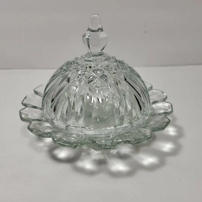 Betsy Ross Clear by Tiffin-Franciscan Round Butter Dish w/ Lid - Image 1 of 4