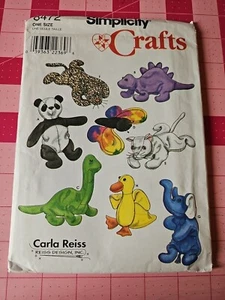 Simplicity Pattern 8472 Sacchetto Fagioli Animali Giocattoli 8 Versioni Anatra Gatto Panda Dino FF - Foto 1 di 2