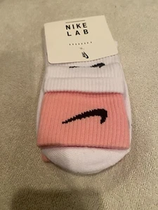 Nike Lab Socks Dri-FIT Ankle-Double-Up Cuff-pink White Medium - Picture 1 of 2