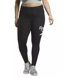 Reebok Plus Size Identity Training Pull-On Logo Leggings Women's 1X Black/White - Picture 1 of 17
