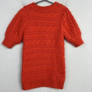 Janie And Jack Sweater Girl Size 10 Orange Cable Knit Puff Sleeve Preppy Coastal - Picture 1 of 6