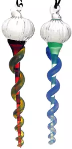 TWIN BROTHERS Arte Vidrio Estudio Soplado a Mano Navidad Hielo Ornamento Par #4 Nuevo - Imagen 1 de 3