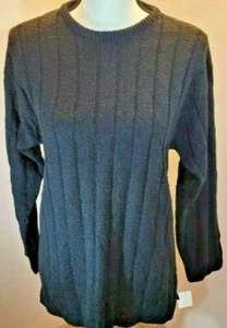 Women's Black Long Length Rib-Knit Pullover Sweater By SML Sport Ltd Size Small - Picture 1 of 3
