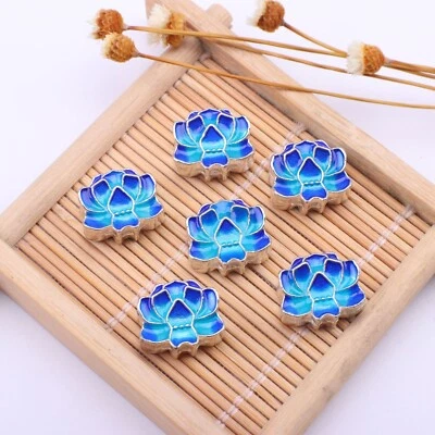 40 PIEZAS Cuentas de esmalte hechas a mano flor de loto cuentas artesanales sueltas 12*13 mm Foto 1 de 2