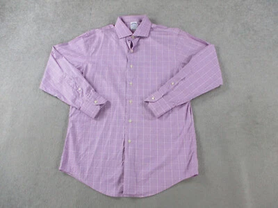 VINTAGE Brooks Brothers Shirt Mens 16 Purple Pink Slim Fit USA Italy Houndstooth - Image 1 of 4