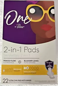 NWT One by Poise Incontinence or Period Pads Regular Flow Ultra Thin Wings 22 Ct - Picture 1 of 4