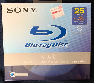 Sony Recordable BD-R Blu-Ray Disc 25GB 1x-2x Speed New/Sealed - Image 1 of 4