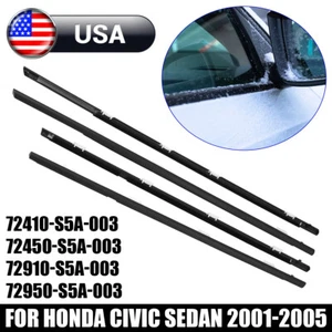4PCS Door Weatherstrips Window Belt Seal Molding Trim for 2001-2005 Honda Civic✅ - Picture 1 of 10