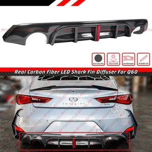 FOR 2017-2022 INFINITI Q60 RS JDM V2 LED LINE CARBON FIBER REAR BUMPER DIFFUSER - Picture 1 of 6