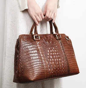 Genuine Leather Laptop Bag with padded slot, Handbag Shoulder Bag + Lipstick UK - Picture 1 of 15