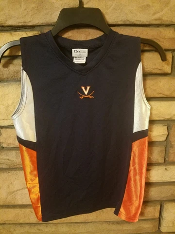 Virginia Cavaliers Jersey CHILDS size 8-10 Sleeveless BLUE UVA Wahoowa H2 Cover