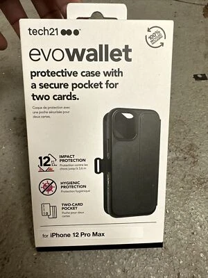 Tech21 EvoWallet for iPhone 12 Pro Max - Smokey/Black Multi-Drop Protection - Image 1 of 3