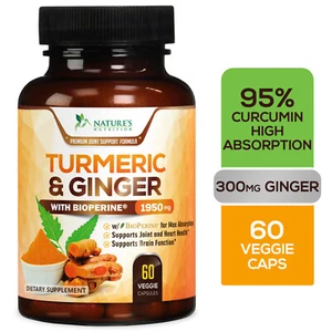 Turmeric Curcumin w/ Ginger & BioPerine Black Pepper - 1,950mg  95% Standardized - Picture 1 of 50