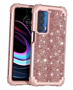 Moto Edge 2021 Case, 5G UW Sparkly Glitter Shockproof Hybrid Shiny Rose Gold - Zdjęcie 1 z 8