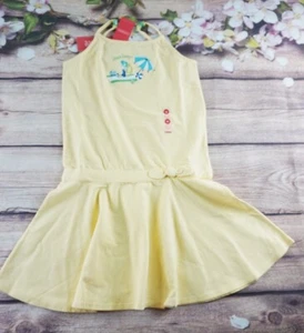 Vestido sin mangas vintage Gymboree piscina fiesta amarillo escena playa talla 10 nuevo con etiquetas - Imagen 1 de 5