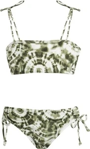 Kanu Surf Girls Beach Sport Bandeau Olive Green Bikini 2-Piece Swimsuit Size 7 - Picture 1 of 3