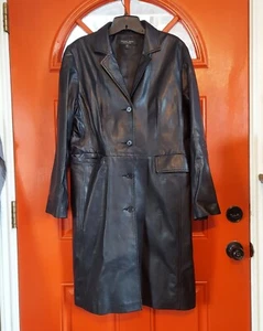 Golden Bear Sportswear Black Leather Coat Women Size Large - Picture 1 of 14