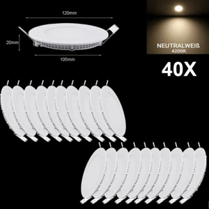 40X 9W LED Panel Einbaustrahler Deckenleuchte Einbauleuchte Neutralweiß Rund - Imagen 1 de 9