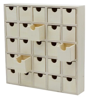 25 Drawer Wooden Advent Calendar, DIY Unfinished Storage Box, Ready to Decorate - Image 1 of 4