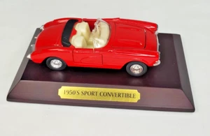 Vintage 1996 Avon "1950's Sport Convertible" Red Diecast Cad With Wood Base - Picture 1 of 9