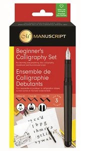 MANUSCRIPT BEGINNERS 3 NIB CALLIGRAPHY FOUNTAIN PEN SET FINE MEDIUM 2B MC1235 - Picture 1 of 2