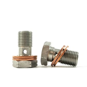 M10x1 HEL STAINLESS STEEL BANJO BOLTS FITS: MITSUBISHI LANCER EVO 8 BAN0001D - Picture 1 of 5