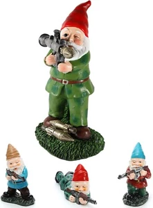 Un paquete de valor de 1 gnomo de jardín militar solar grande con RPG y 3 miniaturas... - Imagen 1 de 24