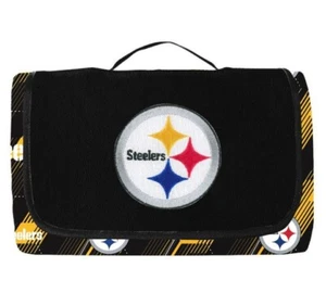Pittsburgh Steelers Picnic Blanket Black Gold Team Logo Compact Travel 60x72 NEW - Picture 1 of 18