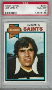Tarjeta de fútbol americano Topps 1979 #314 Jim Merlo, New Orleans Saints clasificación PSA 8 - Imagen 1 de 1