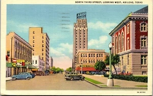 Postcard North 3rd St looking West Abilene TX Old Cars Linen Soldier Mail 1942 - Picture 1 of 3
