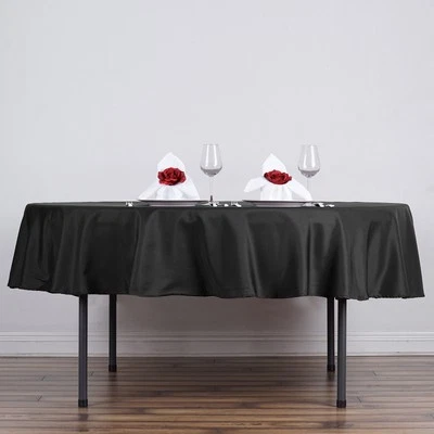 10 BLACK 90" ROUND POLYESTER TABLECLOTHS Wholesale Wedding Party Supplies - Image 1 of 4