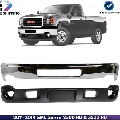 Front Bumper Chrome & Air Dam Kit For 2011-2014 GMC Sierra 2500 HD & 3500 HD Foto 1 de 4
