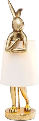 Lámpara de mesa LED conejito resina conejo escritorio pantalla de lino lámpara decorativa de 16 pulgadas habitación Foto 1 de 4