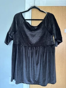 Simply Be Size 20/22 Black Velvet Textured Off The Shoulder Top - Picture 1 of 5