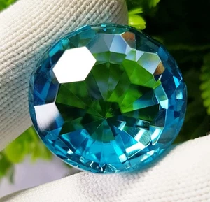 beautiful!!! Football Cut Round Pendent Size Blue Aquamarine Cut 24x24x17mm 60CT - Picture 1 of 8
