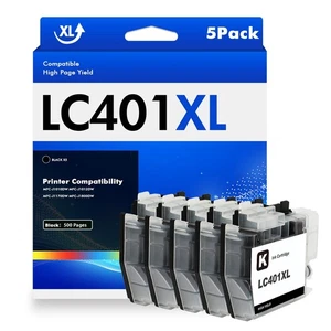 Tintenpatrone Schwarz LC401XL passend für Brother MFC-J1010DW MFC-J1012DW MFC-J1170DW - Bild 1 von 10