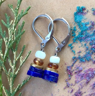 СЕРЕБРЯНЫЕ СЕРЬГИ С ПОДВЕСКАМИ РЕМЕСЛЕННИКА ИЗ ПЕРУАНСКОГО ОПАЛА ЦИТРИНА SUNDANCE - Изображение 1 из 4