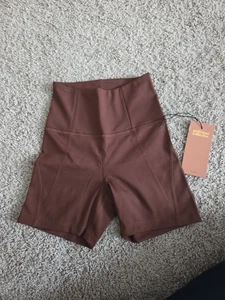 GIRLFRIEND COLLECTIVE High Rise Run Shorts 4013 Brown Size S - Picture 1 of 6