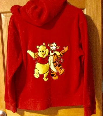 🐯🐻 Women's Embroidered POOH & TIGGER Full Zipper Hoodie w/ Pockets MEDIUM 🐯🐻 - Image 1 of 4