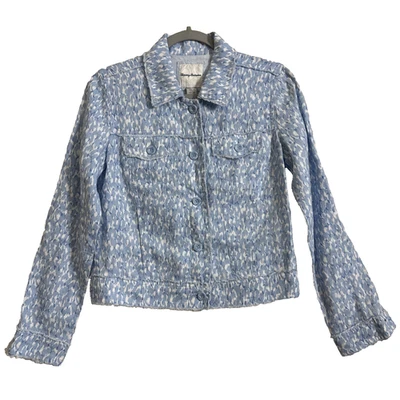 Tommy Bahama Women's XXS Two Palms Raw Edge Linen Button Up Trucker Jacket - Image 1 of 4