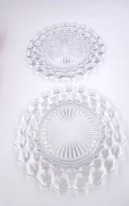 Fostoria Amerikanisch Klar Würfel Motiv Essteller 9 1/2" 2er Set Glas - Bild 1 von 2