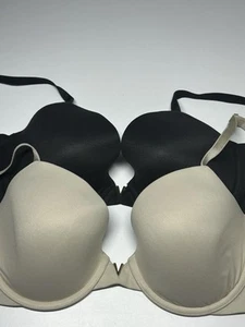 Victoria Secret 32DD Bra BLack Beige Lightly Lined Vanishing Back Lot Of 2 - Picture 1 of 11