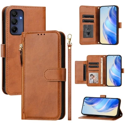Funda tipo billetera de cuero con cremallera abatible para Samsung Galaxy A52 A26 A16 A15 A05S con pantalla Foto 1 de 4