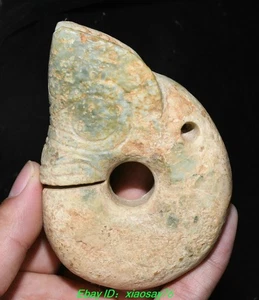 Statua Yu Pig Loong Dragon Hook Gou 3,9" cultura cinese Hongshan vecchia giada intagliata - Foto 1 di 8