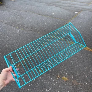 Vintage Teal Blue Wire 26 DVD Video Games Bluray Holder Rack Wire wall Organizer - Picture 1 of 6
