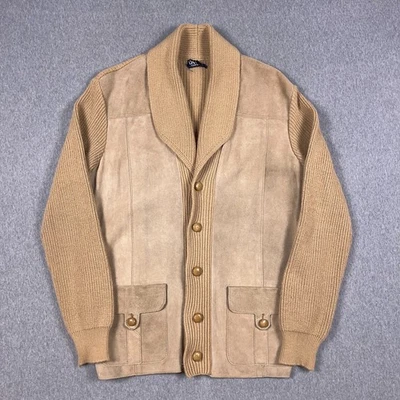 VTG Damon Cardigan Mens Medium Suede Leather Wool Blend Made in Italy - Image 1 of 4