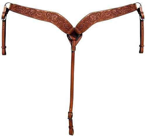 Showman Argentina Cow Medium Leather Floral Tooled Contoured Breast Collar - Image 1 of 1