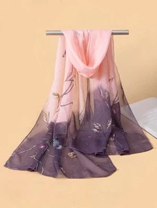 1pc Floral Print Chiffon Scarf Elegant Neckerchief For Casual Weekend Wear - Picture 1 of 6